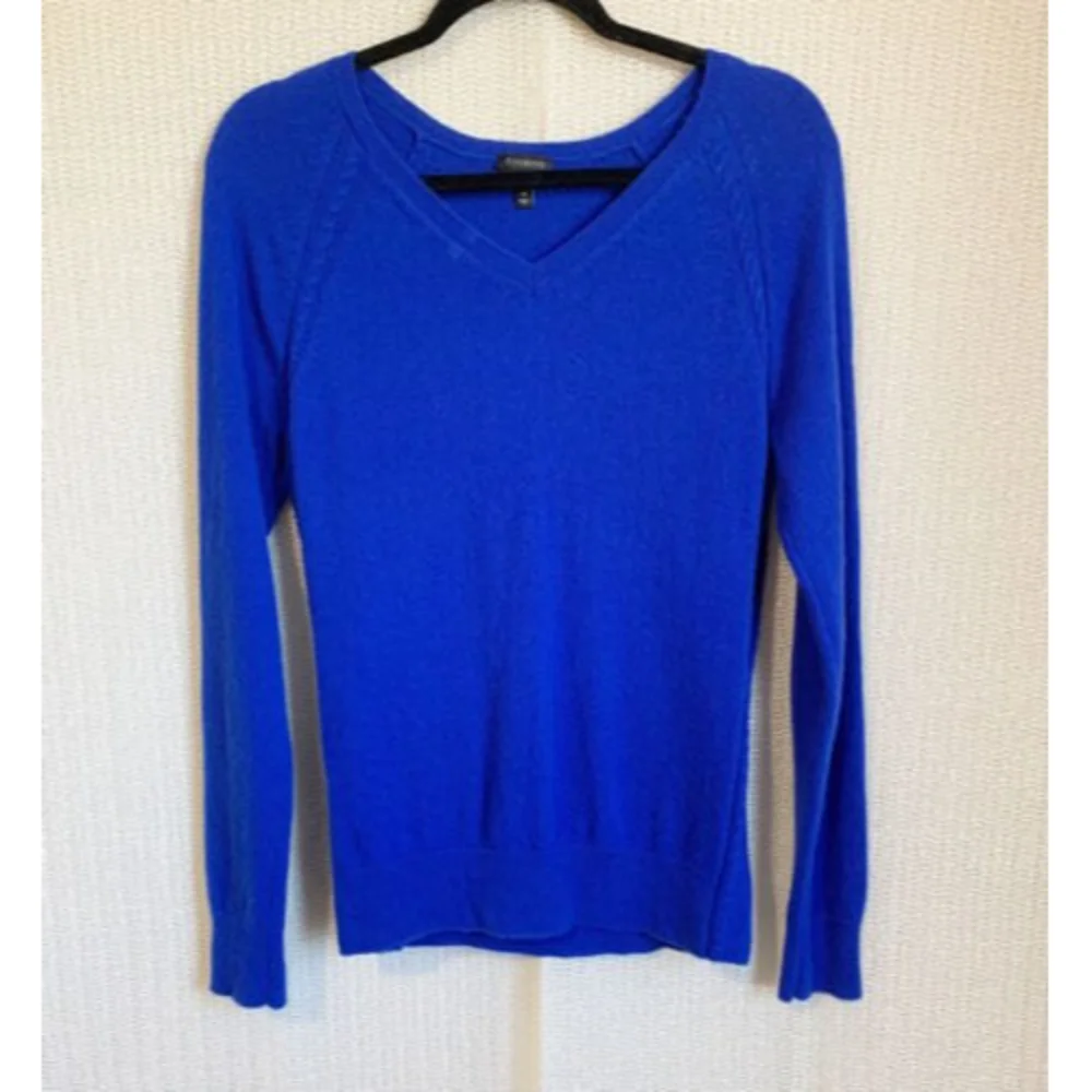 Talbots Sweater Women Medium Pure Cashmere V-Neck Long Sleeve Blue